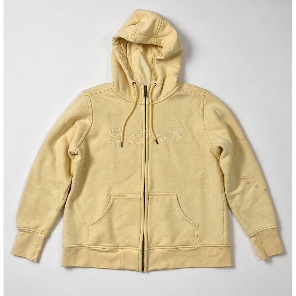 Carhartt Men’s XL Yellow Embroidered Logo Work Jacket Needs Repair